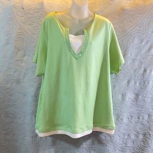 10/$50 Basic Editions Elegant Mint Green Women's Top Blouse Size Plus 3X
